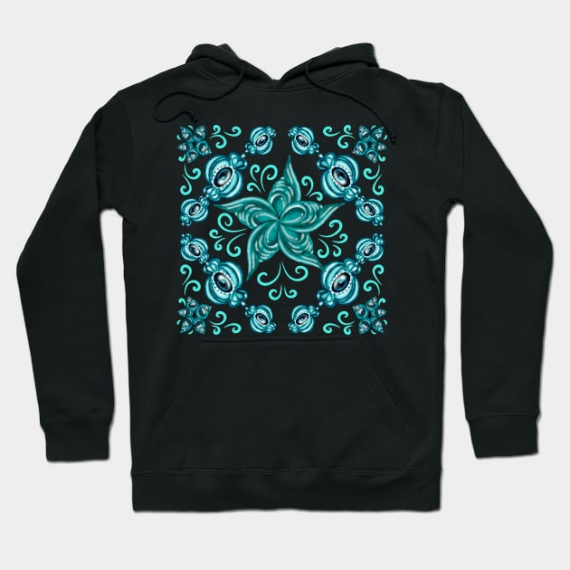 Blue zenarts leaves pattern Hoodie by maryglu